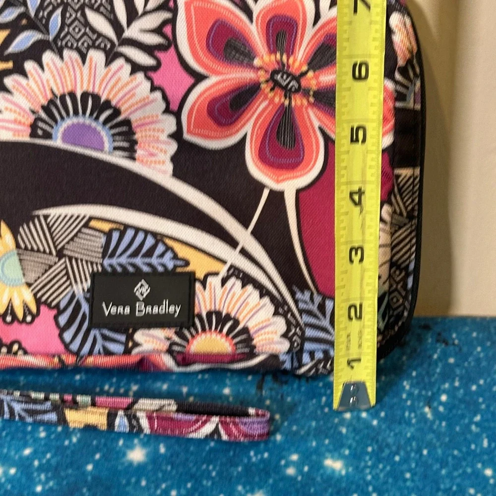 Vera Bradley Floral Canvas Cosmetic Case Wristlet Bag Pink Black Multi